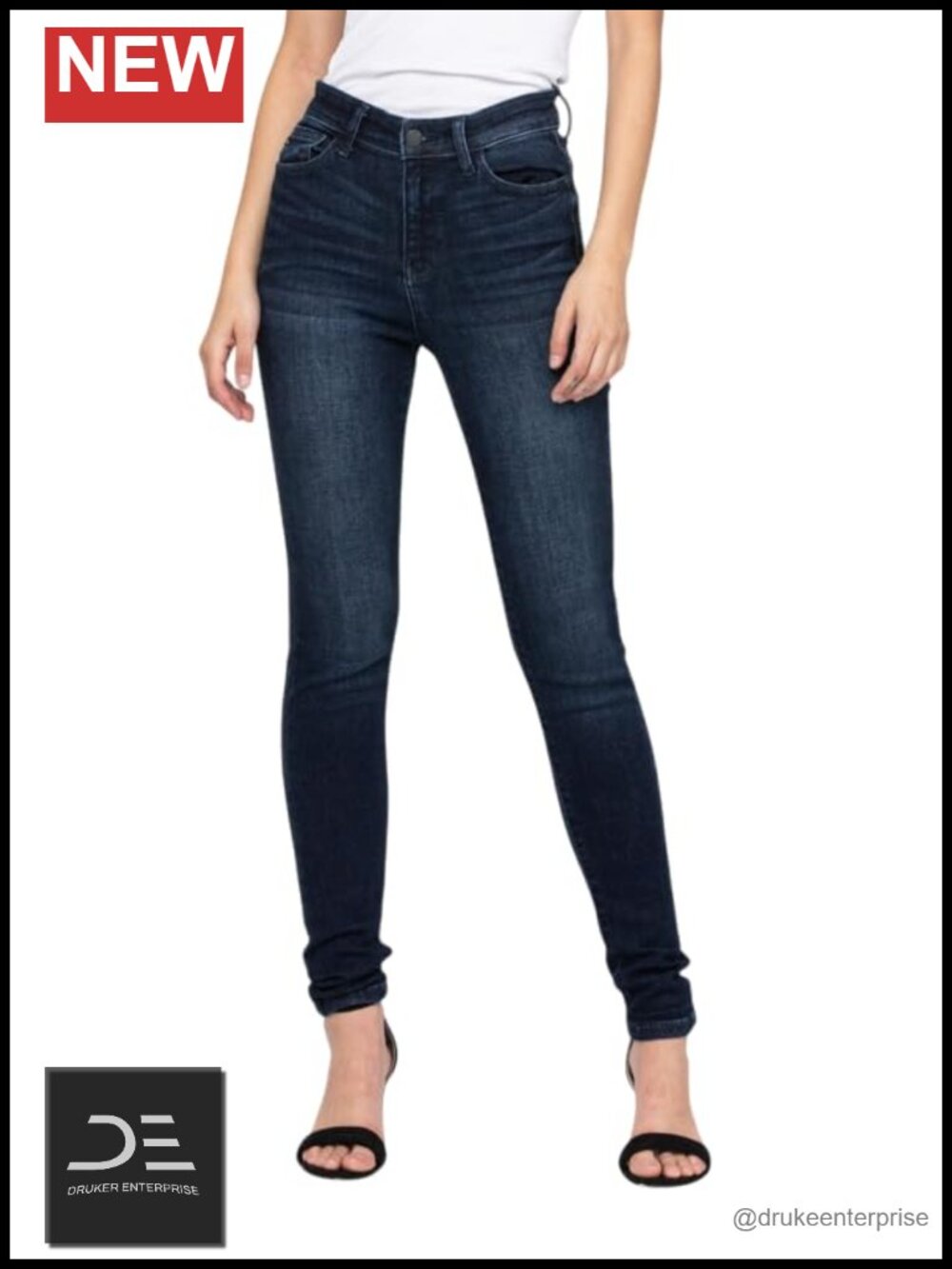 High Rise Super Dark Skinny Jeans Cotton Spandex Stretchable